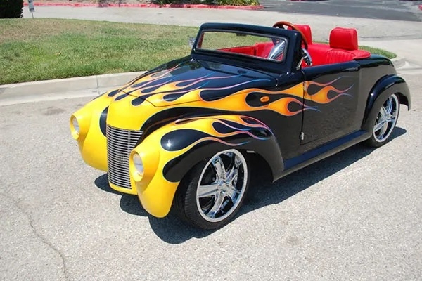 Black 39 Roadster with Yellow Flames