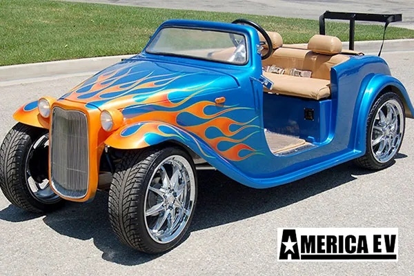 Blue California Roadster with Orange Flames