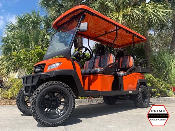 Orange Bintelli Beyond 6 Passenger Lifted Golf Cart