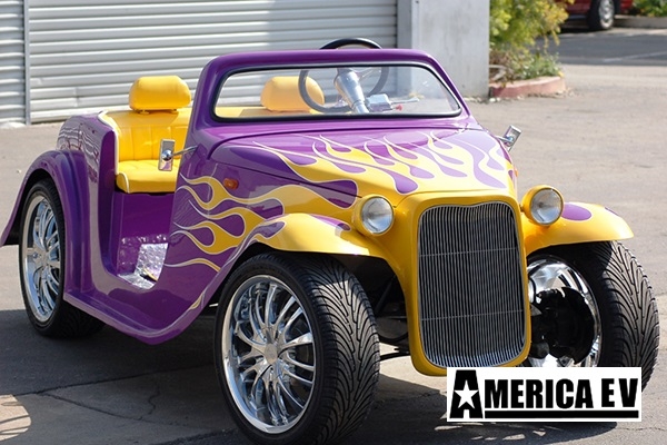 Purple California Roadster with Yellow Flames