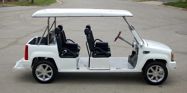 White Escalade Limo Golf Cart