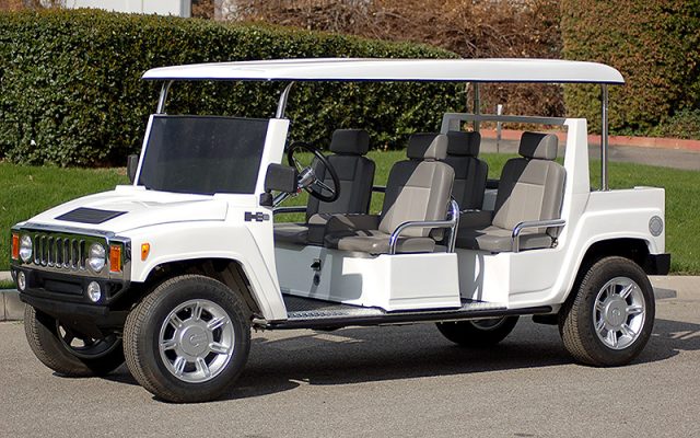White Hummer Limo Golf Cart
