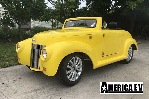 Yellow America EV 39 Roadster 4 Passenger Golf Cart
