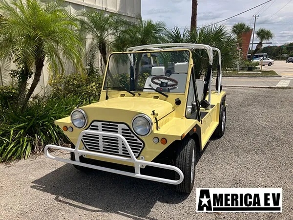 Yellow Mokee 4 Passenger Golf Cart
